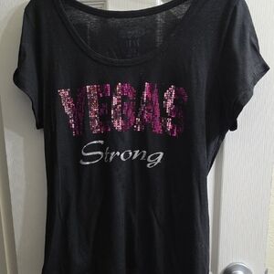 Black Tee with Pink and Silver Sequins Size XL
